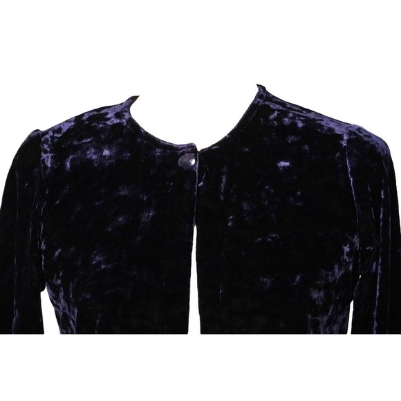 Vintage Crushed Velvet Cardigan Pants Set Navy Blue Womens Size PS by Clio - Picture 5 of 10
